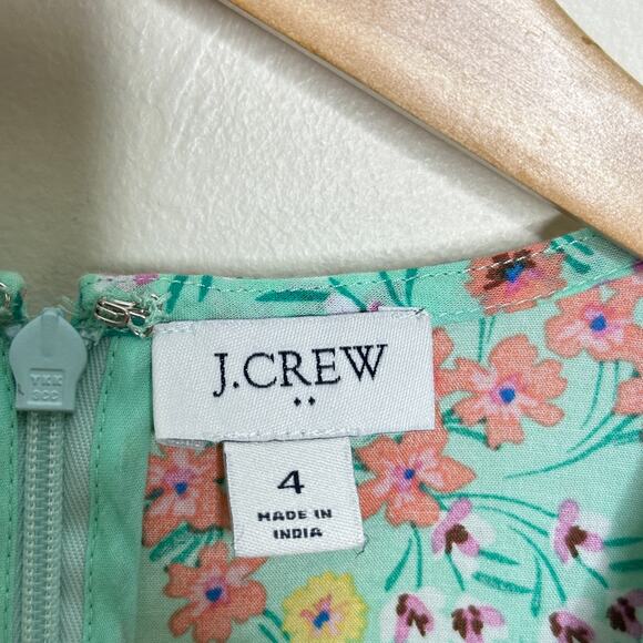 J. CREW Printed V-Neck Smocked Midi Dress Fresh Spring Green Floral Sz 8 {3N45} - Picture 6 of 7